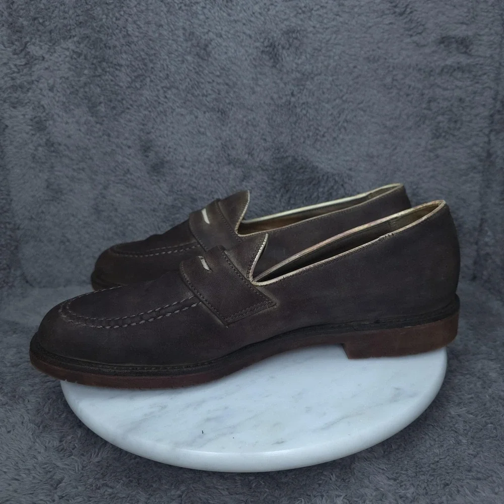 Vintage Walk-Over Shoes Mens Size 10 Brown Nubuck Slip On Loafer Vibram USA